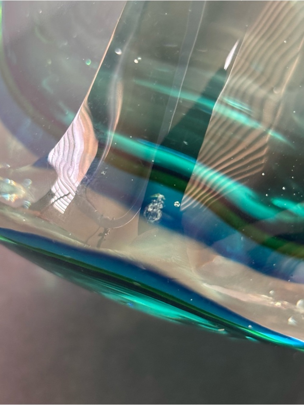 Murano Style Sommerso Art Glass Vase/Candle Teal Blue Heavy Glass Hand Blown4.5” - Picture 11 of 15